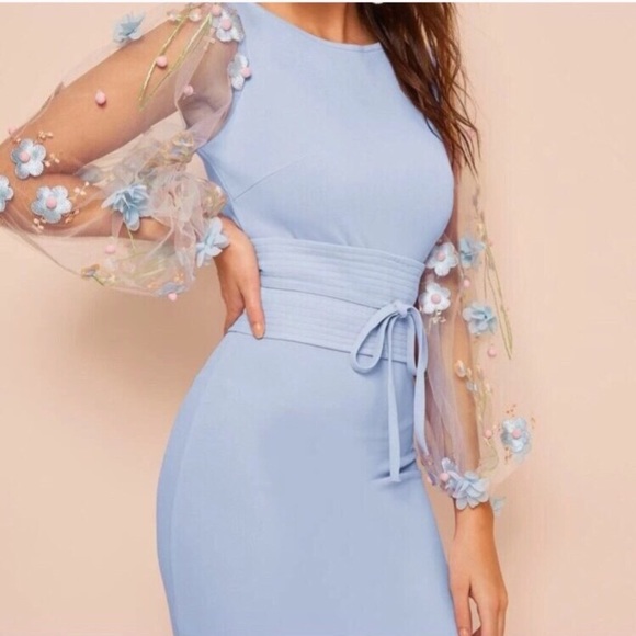 GB Dresses & Skirts - New Floral Sheer Puffy Sleeve Spring Dress